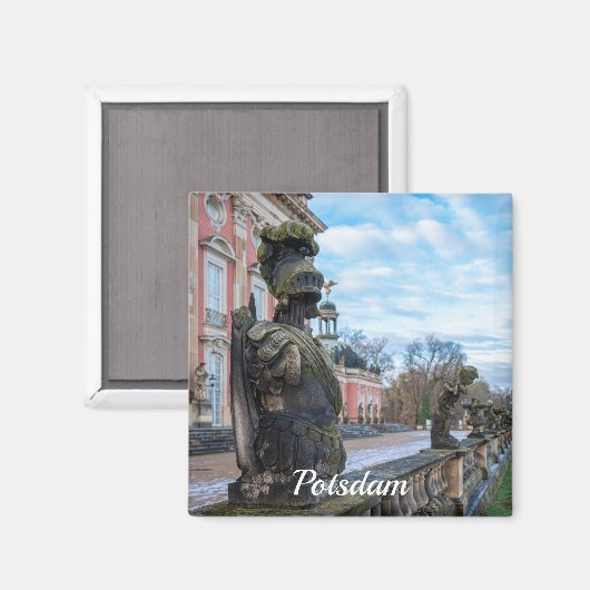 ポツダムの宮殿の近くの石の騎士像 マグネット (正面/裏面)