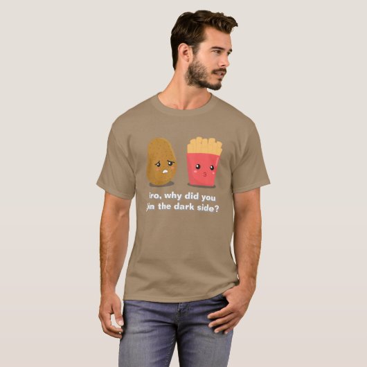 ポテトおもしろいとフランスのフライドポテトとダークサイド Tシャツ (正面フル)