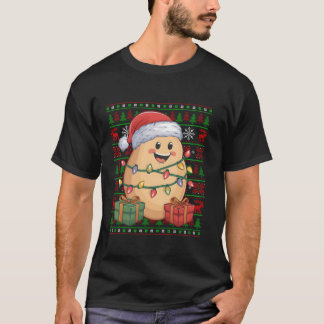 ポテトおもしろいクリスマスライト醜いサンタハットポテトChr Tシャツ