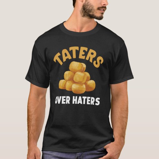 ポテトおもしろいハターを食べるテイター Tシャツ (正面)