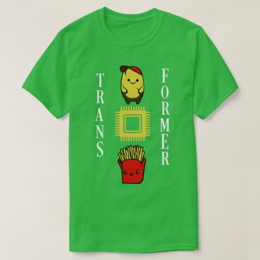 ポテトおもしろいフライ変圧器 Tシャツ (デザイン正面)