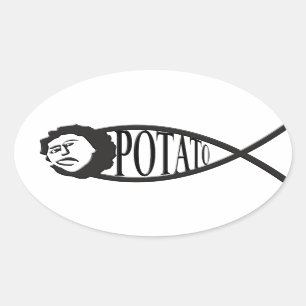 ポテトのイエス・キリストの魚の紋章のステッカー 楕円形シール