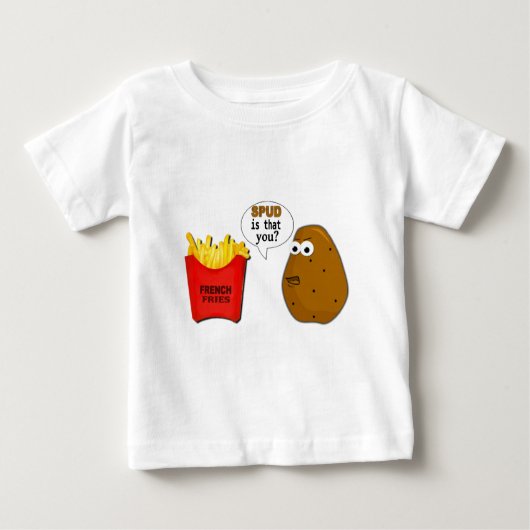 ポテトのフライドポテトはことですか。 おもしろい ベビーTシャツ (正面)