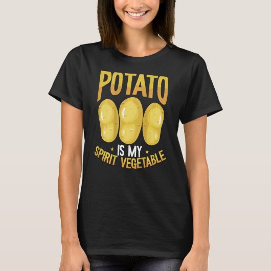 ポテトは私の精神の野菜バックプリント野菜である Tシャツ (正面)