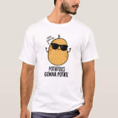 ポテトを嫌って食べ物のパンを食べる Tシャツ (正面)