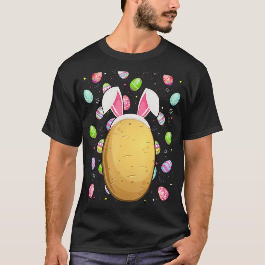 ポテトイースターおもしろい卵ポテトイースター日曜日 Tシャツ (正面)