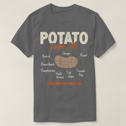 ポテトカットおもしろいビーガンバター Tシャツ (デザイン正面)