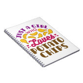 ポテトチップスのスナック食べ物が大好きな女の子 ノートブック (右側)