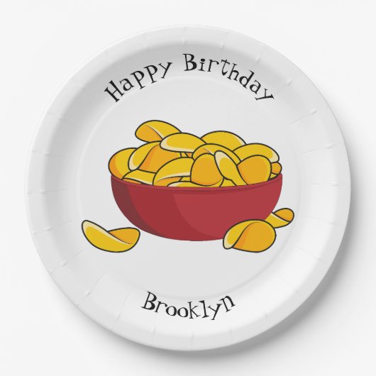 ポテトチップス漫画イラストレーション ペーパープレート (正面)