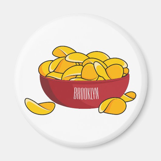 ポテトチップス漫画イラストレーション マグネット (正面)