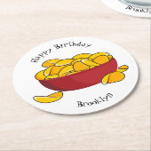 ポテトチップス漫画イラストレーション ラウンドペーパーコースター (アングル)