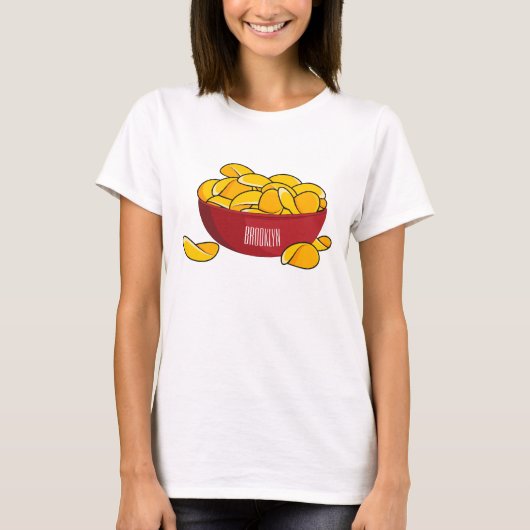 ポテトチップス漫画イラストレーション Tシャツ (正面)