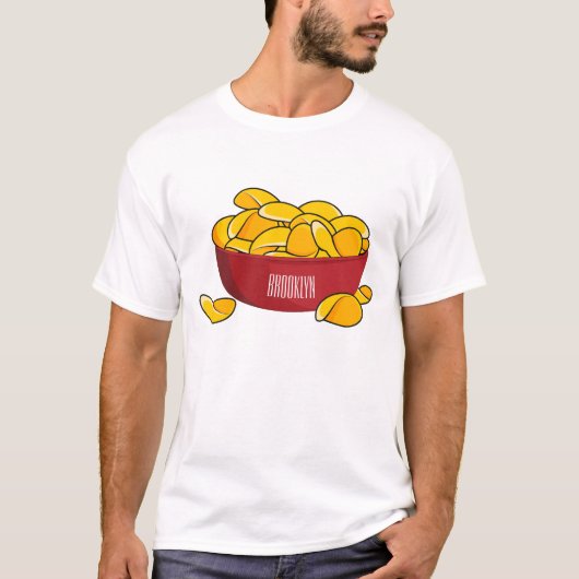 ポテトチップス漫画イラストレーション Tシャツ (正面)