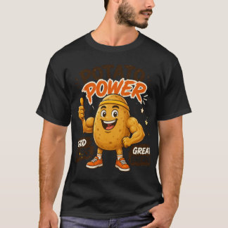 ポテトパワー・カートゥーンフィットネスデザイン Tシャツ