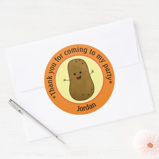 ポテトパーティーありがとうパーソナライズされた ラウンドシール (封筒)