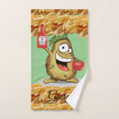 ポテトフランスのフライのケチャップバスルーム バスタオルセット (ハンドタオル)