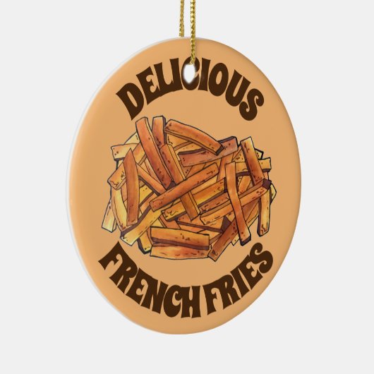 ポテトフランスのフライ揚げジャンクフード セラミックオーナメント (右)