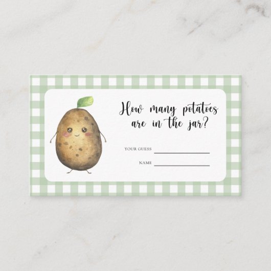 ポテトベイビーシャワー – ジャガイモの数を推測 エンクロージャーカード (正面)