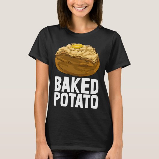 ポテトベーカー焼いたラブウィメンズグルメ Tシャツ (正面)