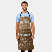 ポテトポンメデテレカルトフェルおもしろい エプロン (着用した状態)