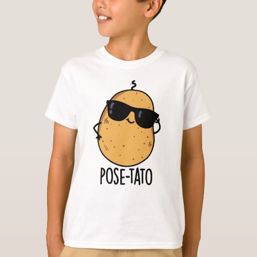 ポテトポーズ 面白いポテトのダジャレ Tシャツ (正面)