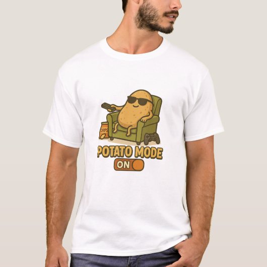 ポテトモード - 怠惰な人生が始まる Tシャツ (正面)
