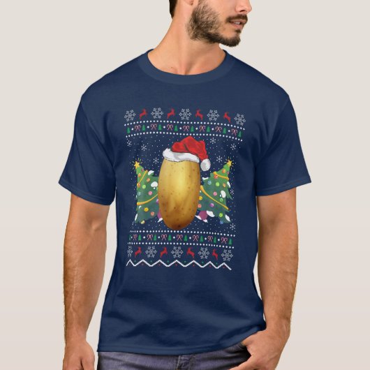 ポテト恋人クリスマスギフト醜いポテトクリスマス Tシャツ (正面)