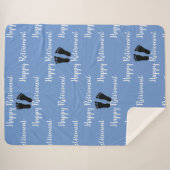 ポディトリスト足パターンブルー シェルパブランケット (正面(横))