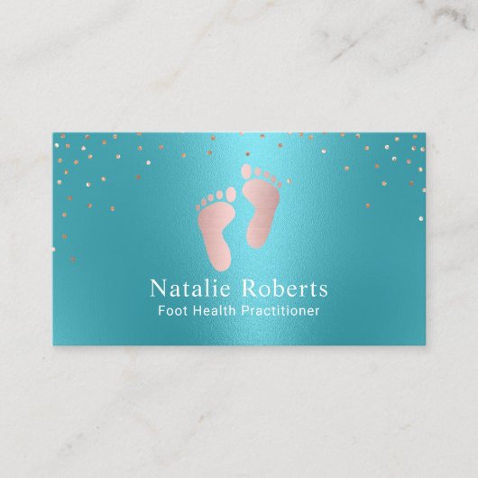 ポディトリスト足マッサージターコイズ&バラ金ゴールド 名刺 (正面)