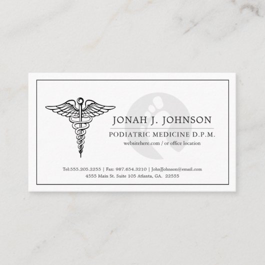 ポディトリスト |色あせミニマルた足記号 名刺 (正面)