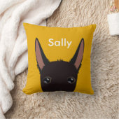 ポデカスタマイズンコ顔ブラック、ホワイト、イエロー クッション (ブランケット)