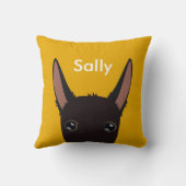 ポデカスタマイズンコ顔ブラック、ホワイト、イエロー クッション (裏面)