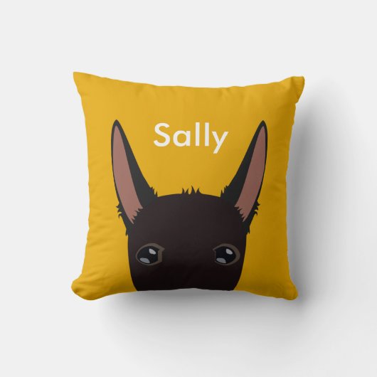 ポデカスタマイズンコ顔ブラック、ホワイト、イエロー クッション (正面)