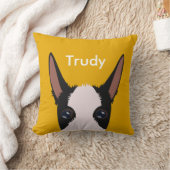 ポデカスタマイズンコ顔白黒イエロー クッション (ブランケット)