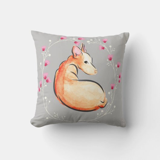 ポデコドッグウォーターカラーソフトグレーフローラ クッション (正面)