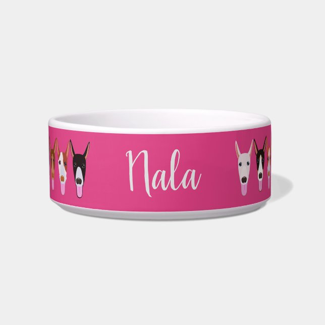 ポデコパーソナライズされたドッグ顔ピンク ボウル (正面)
