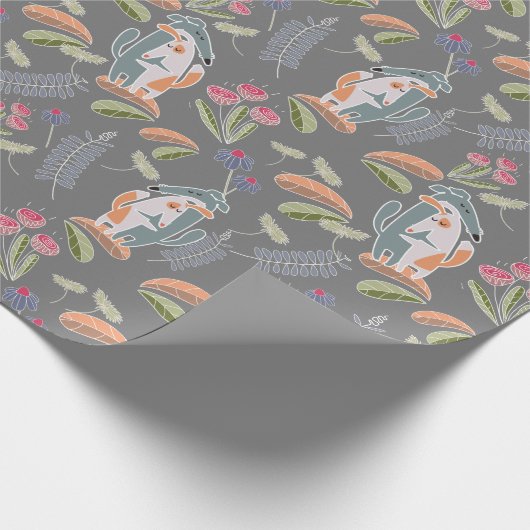 ポデコ犬とガルゴかわいらしグレイ漫画 ラッピングペーパー (角)