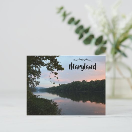 ポトマック川メリーランドの夕日 ポストカード (スタンド正面)
