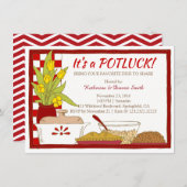 ポトラックパーティーディナーまたはランチ誕生日 招待状 (正面/裏面)