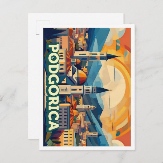 ポドゴリカモンテネグロ旅行芸術的カラフル ポストカード (正面/裏面)