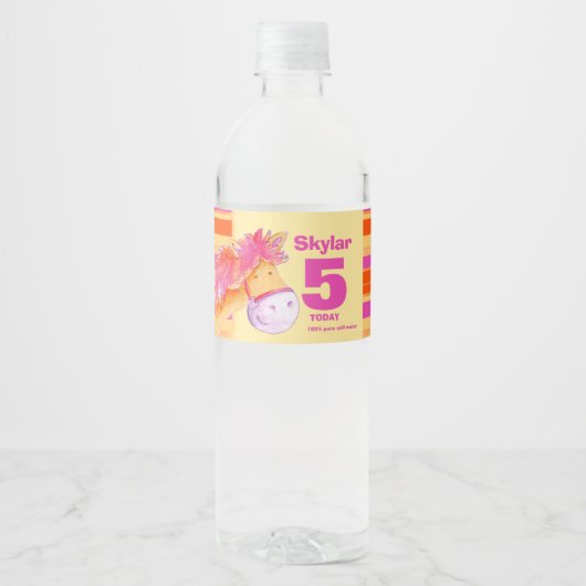 ポニお洒落ー水彩画水ラベル ペットボトルラベル (正面)
