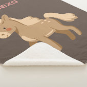 ポニパーソナライズされたーモノグラムのホースガール シェルパブランケット (3/4)