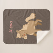 ポニパーソナライズされたーモノグラムのホースガール シェルパブランケット (正面(横))