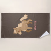 ポニパーソナライズされたーモノグラムのホースガール ビーチタオル (正面)