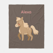 ポニパーソナライズされたーモノグラムのホースガール フリースブランケット (正面)
