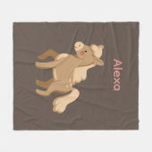 ポニパーソナライズされたーモノグラムのホースガール フリースブランケット (正面(横))