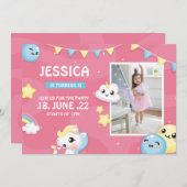 ポニーお洒落ピンクバースデーパーティーガールポーティノート ノートカード (正面/裏面)