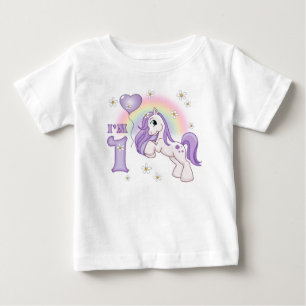 ポニーかわいらしファースト誕生日 ベビーTシャツ