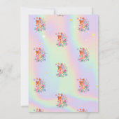 ポニーかわいらしフラワーホログラフィック誕生日 招待状 (裏面)