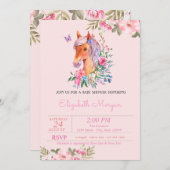 ポニーかわいらしフローラベビーシャワー 招待状 (正面/裏面)